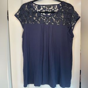 Banana Republic navy blue blouse with lace - size large